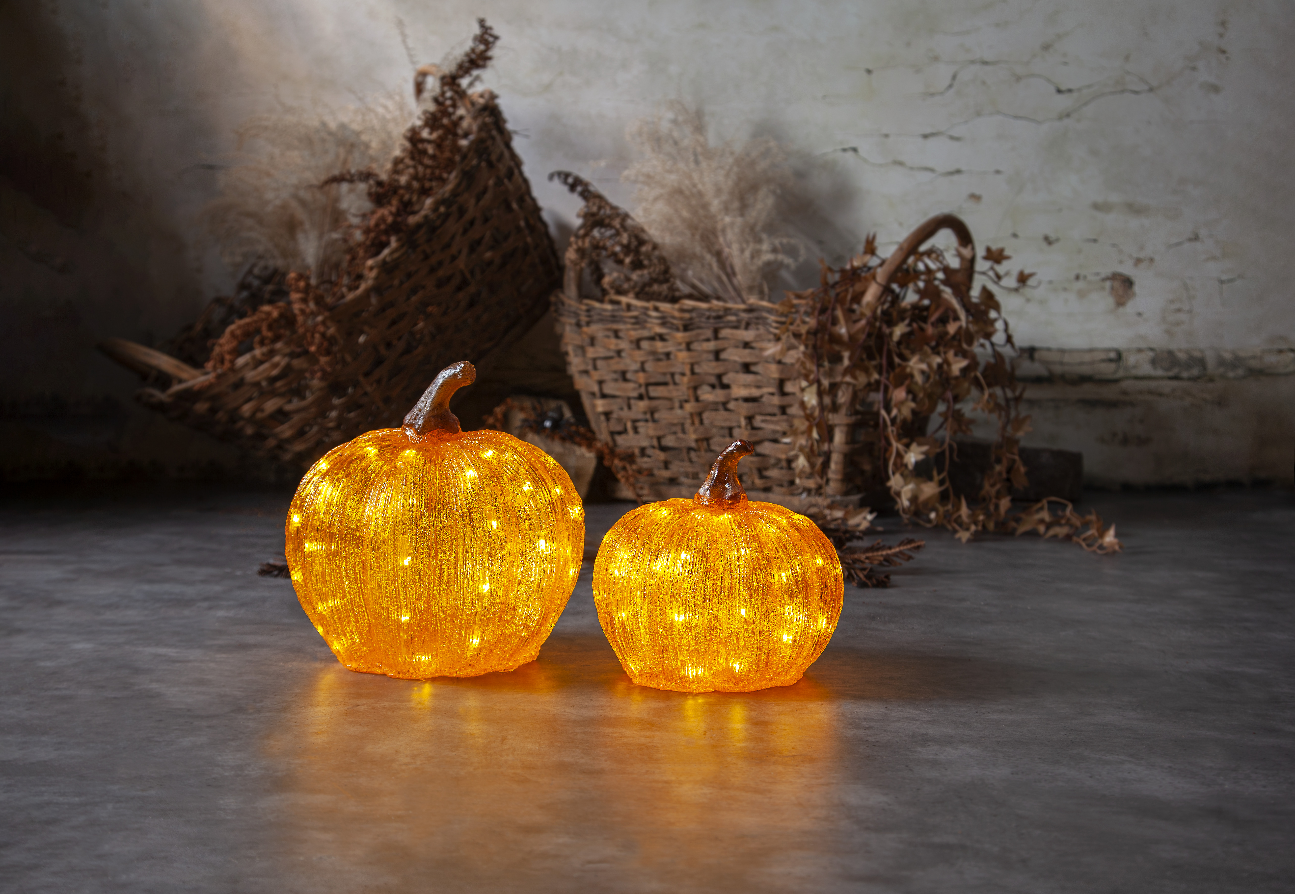 Utomhusdekoration Pumpa med ljusslinga - Batteridriven - 20x20 cm - 2