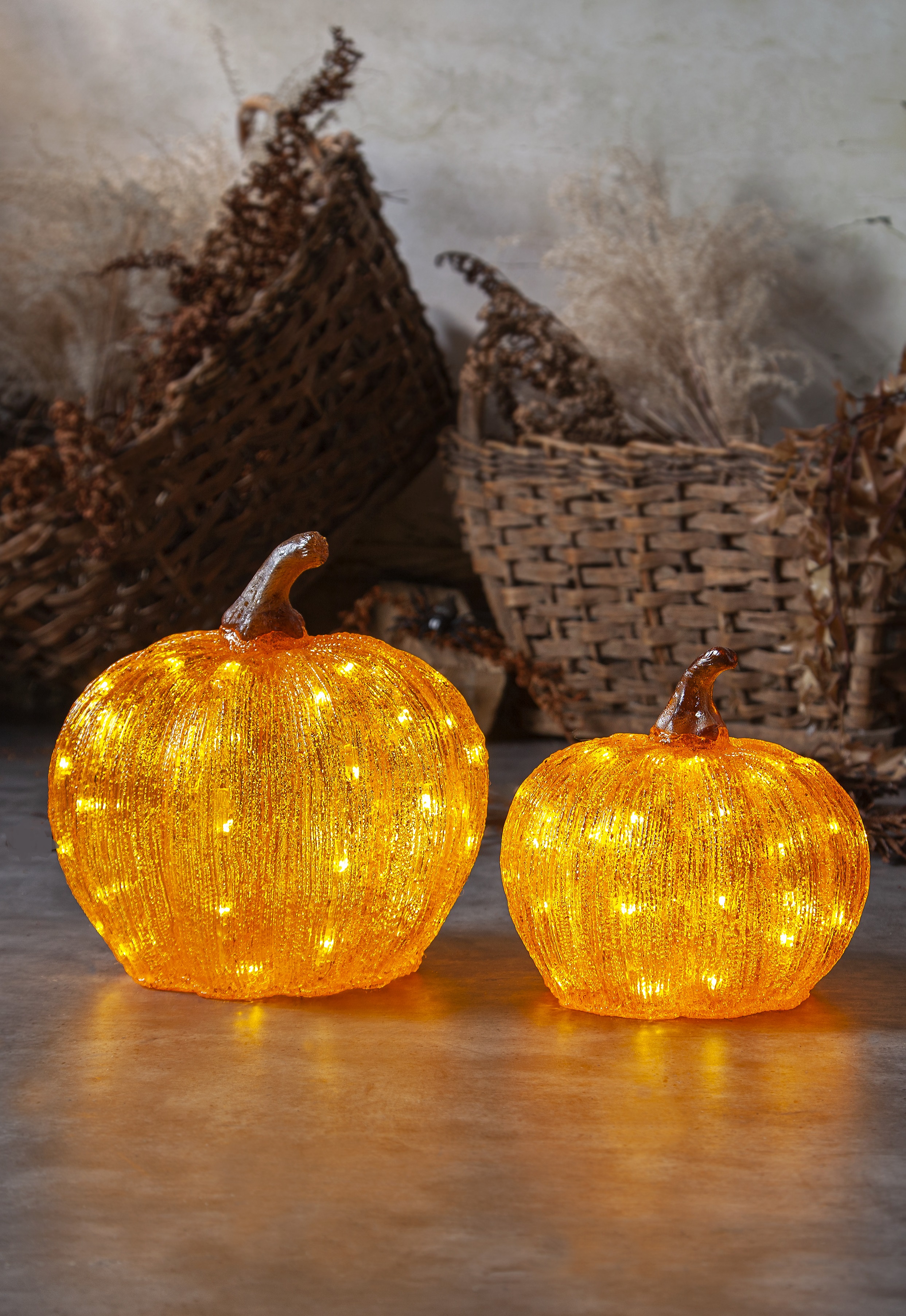 Utomhusdekoration Pumpa med ljusslinga - Batteridriven - 20x20 cm - 4