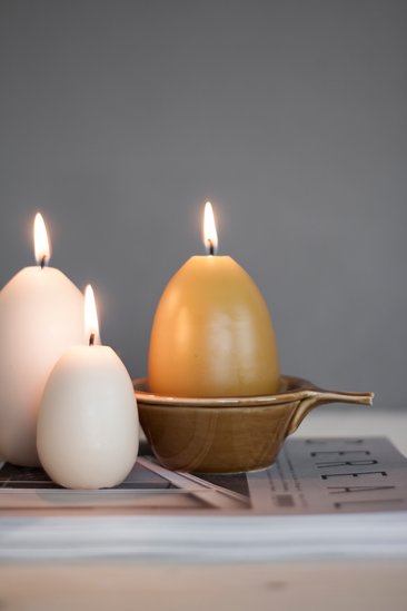 Candle - Egg candle - Stearin candle - Duck egg - White - 10 cm - 4