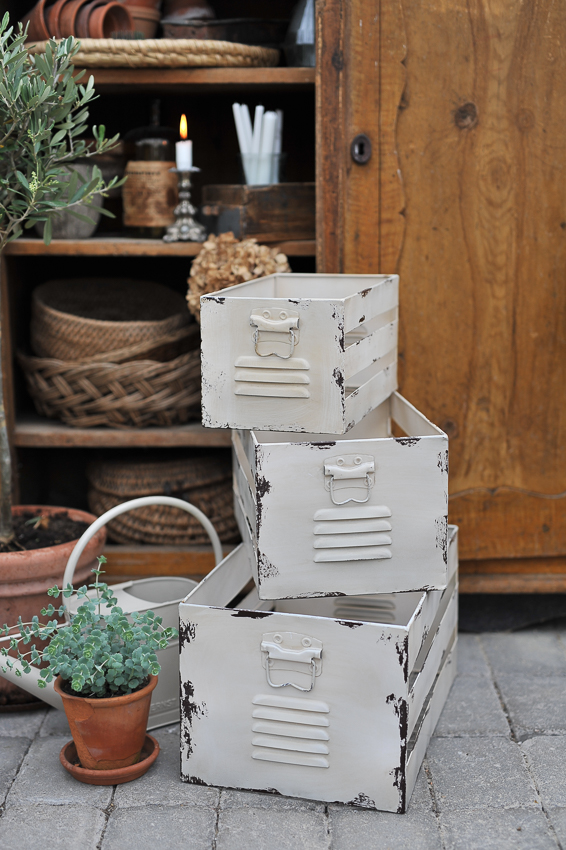 Box - Metal box - Antique white - 3-pack - 3
