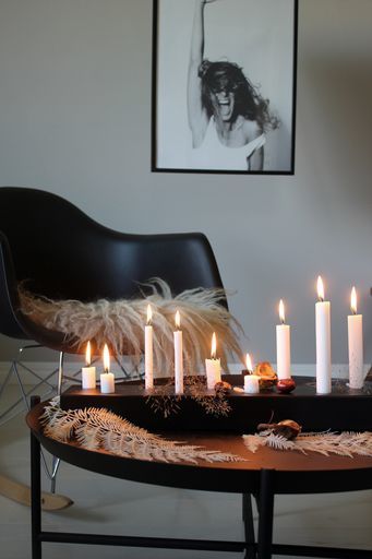 Candle tray - Candlestick - Candle holder - Black - 60 cm - 4