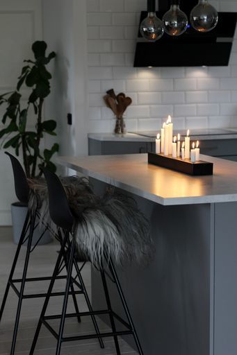 Candle tray - Candlestick - Candle holder - Black - 60 cm - 6