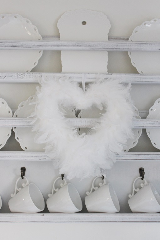 HEART FEATHERS WHITE 32 CM - 6