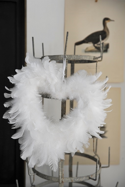 HEART FEATHERS WHITE 32 CM - 3