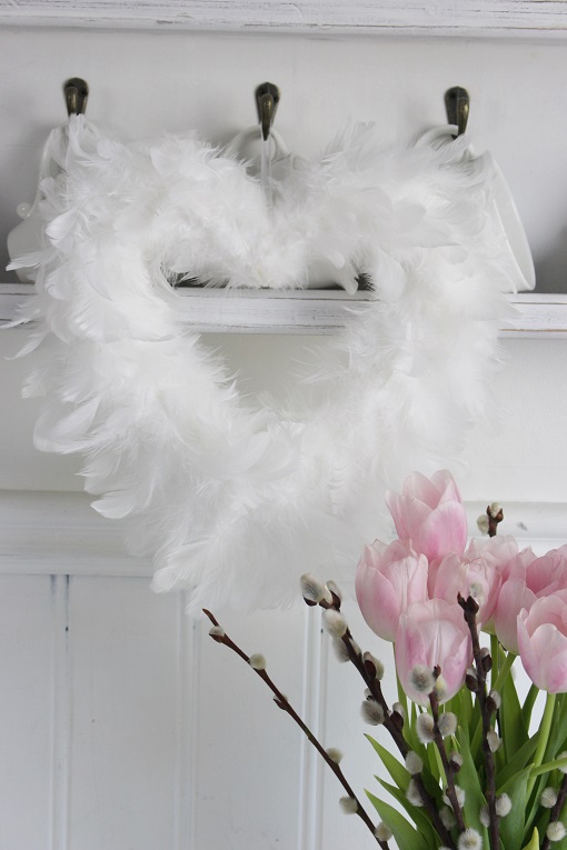 HEART FEATHERS WHITE 32 CM - 4