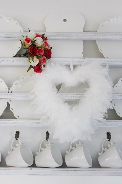 HEART FEATHERS WHITE 32 CM - 8