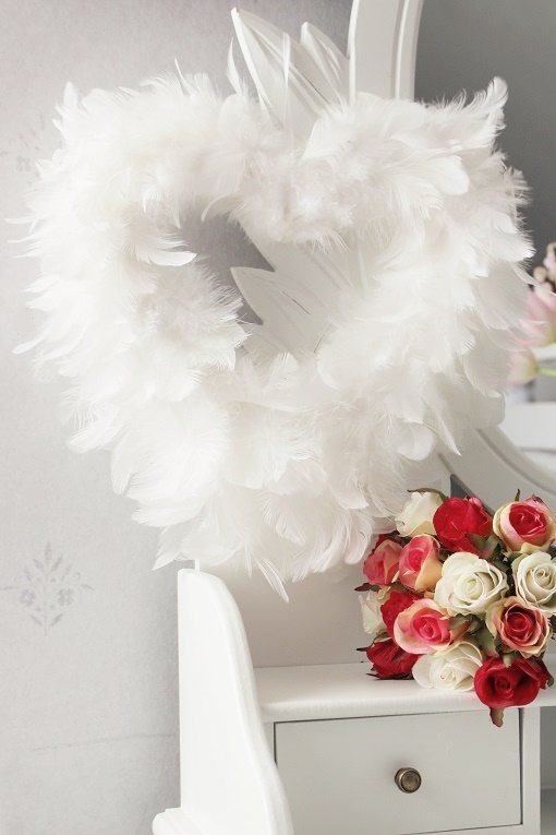HEART FEATHERS WHITE 32 CM - 7