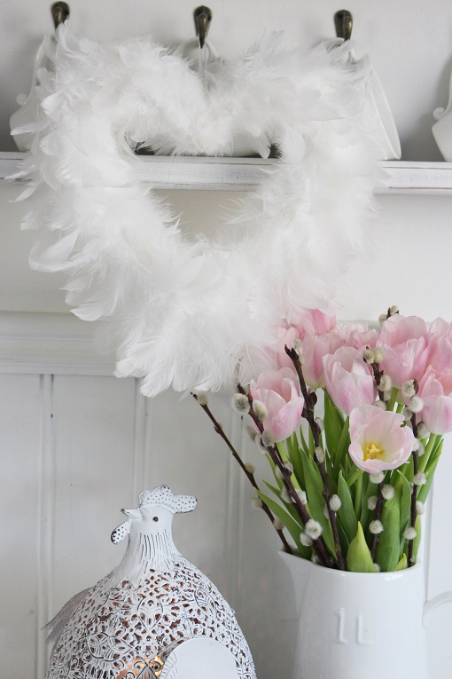 HEART FEATHERS WHITE 32 CM - 5