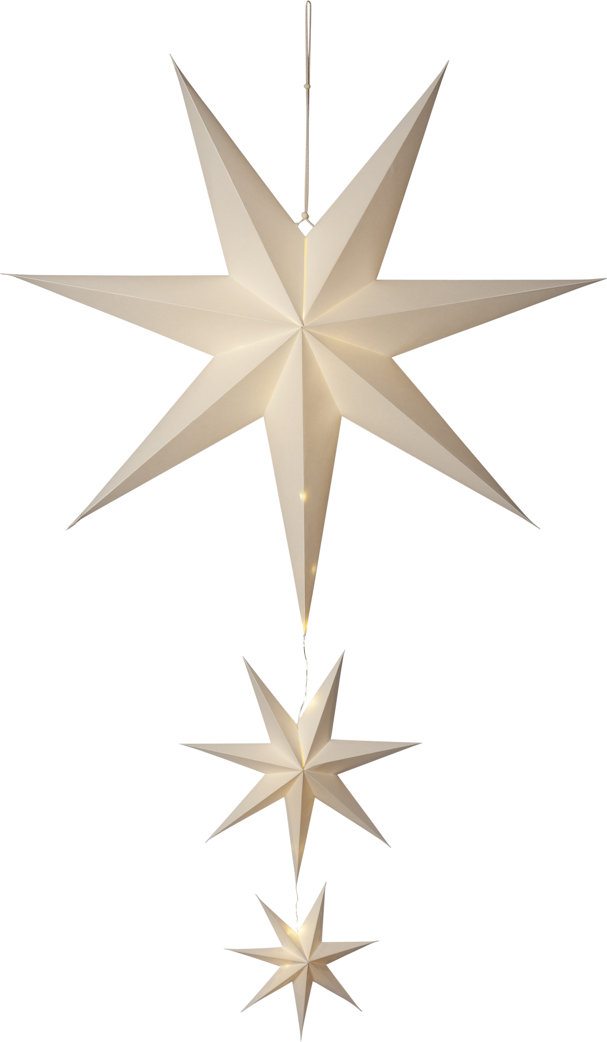 Star - Advent star - White - Triple - 3-set with timer - Battery operated - 3