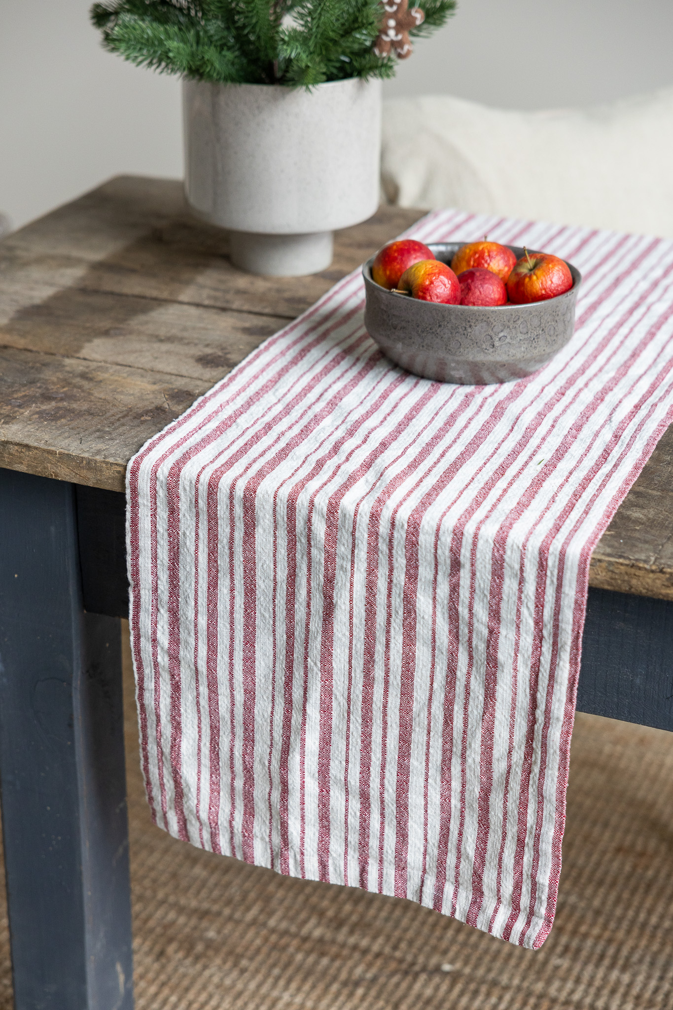 Karlelund - Natural White/Red Runner - 120x35 cm - 2