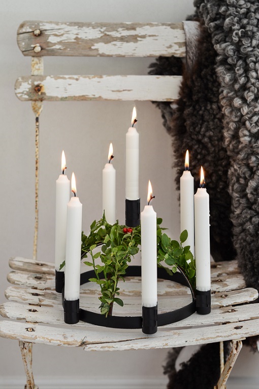 Lucia crown - Candlestick - Grey - 30x17 cm - 4