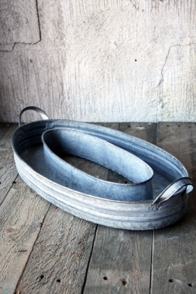 Kruka - Låda med handtag - Zink - 55 cm - 2