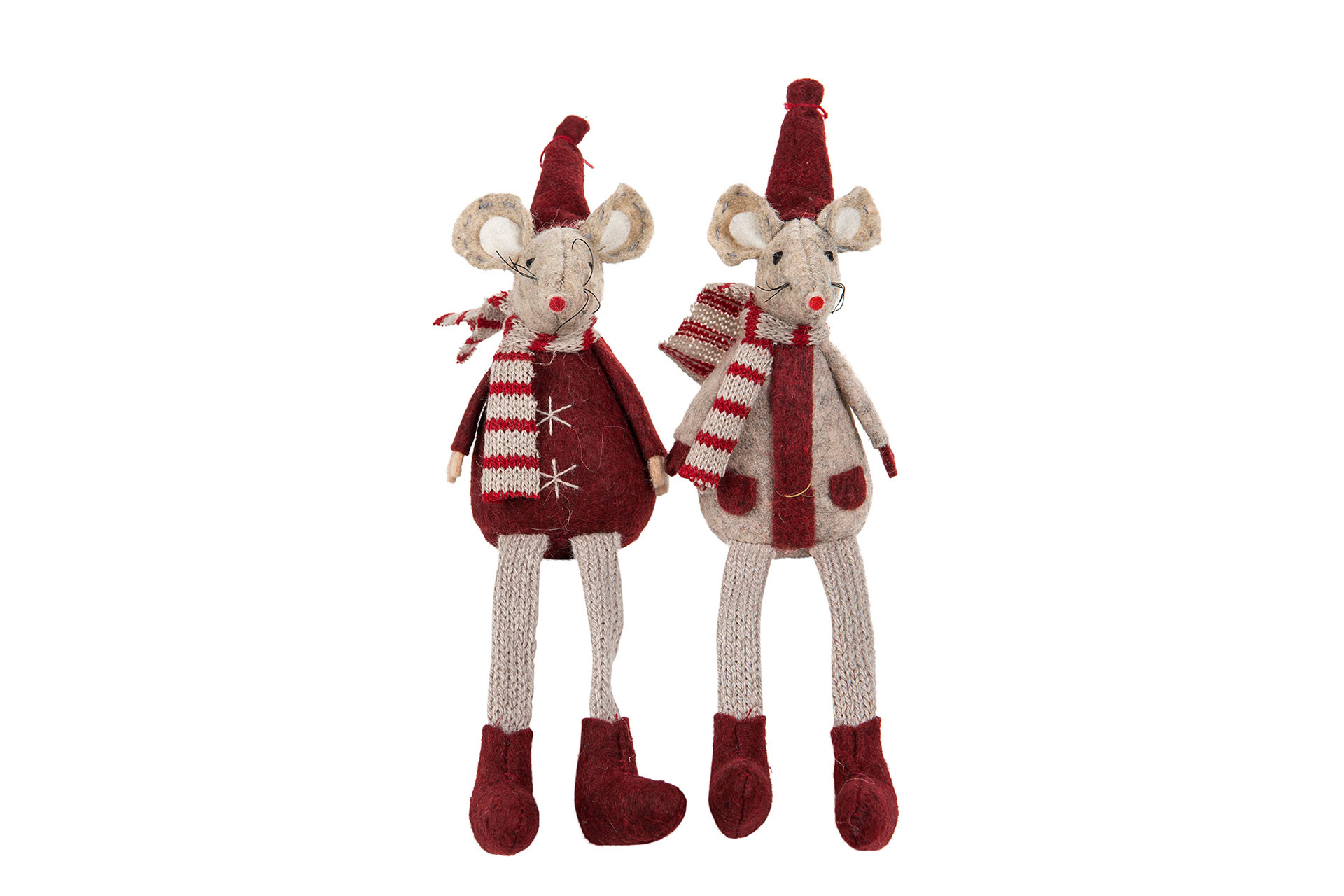 Sitting Mice Mix Wine Red/Mole 20 cm 2-pack - 3