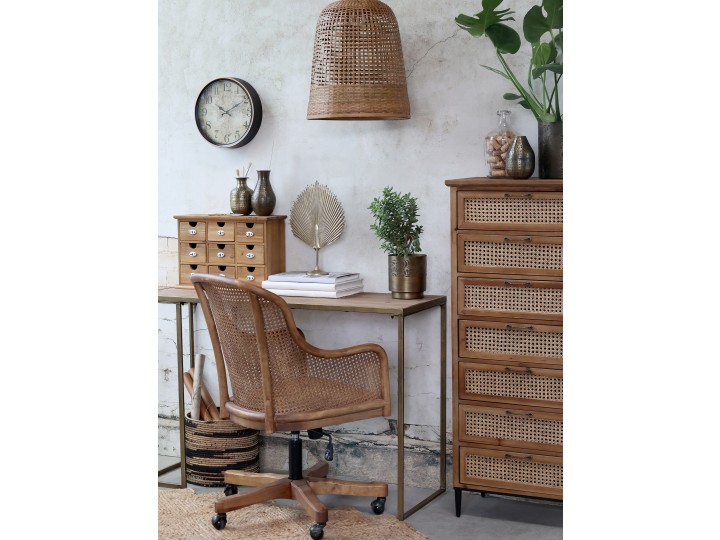 Fransk kontorsstol i rotting - Snurrstol - H92/L62/B62 cm - Natur - 2