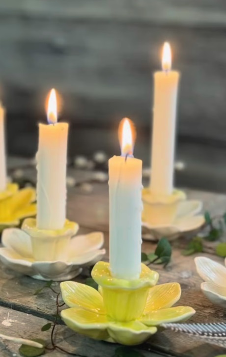 Narciss - Påsklilja - Ljusstake - Blomma - Creme - Ø10 x 4,5 cm - 4