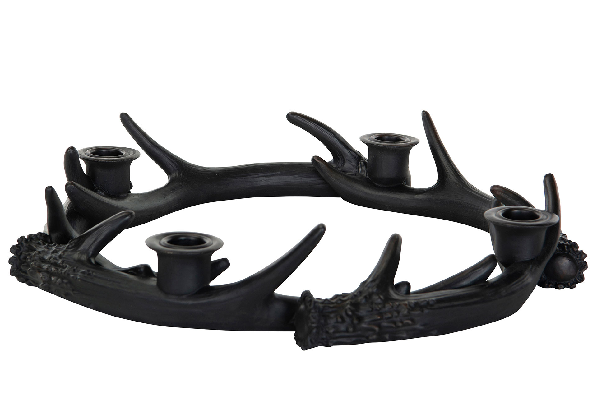 Candlestick Reindeer Antler Wreath Dark Brown Poly 35x35x7cm - 2