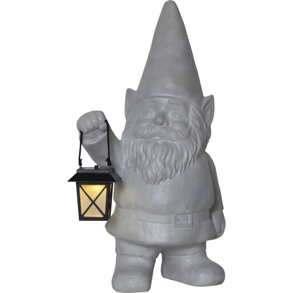 Solcellsdekoration Gnom - Tomte med lykta - Cementgrå - 3