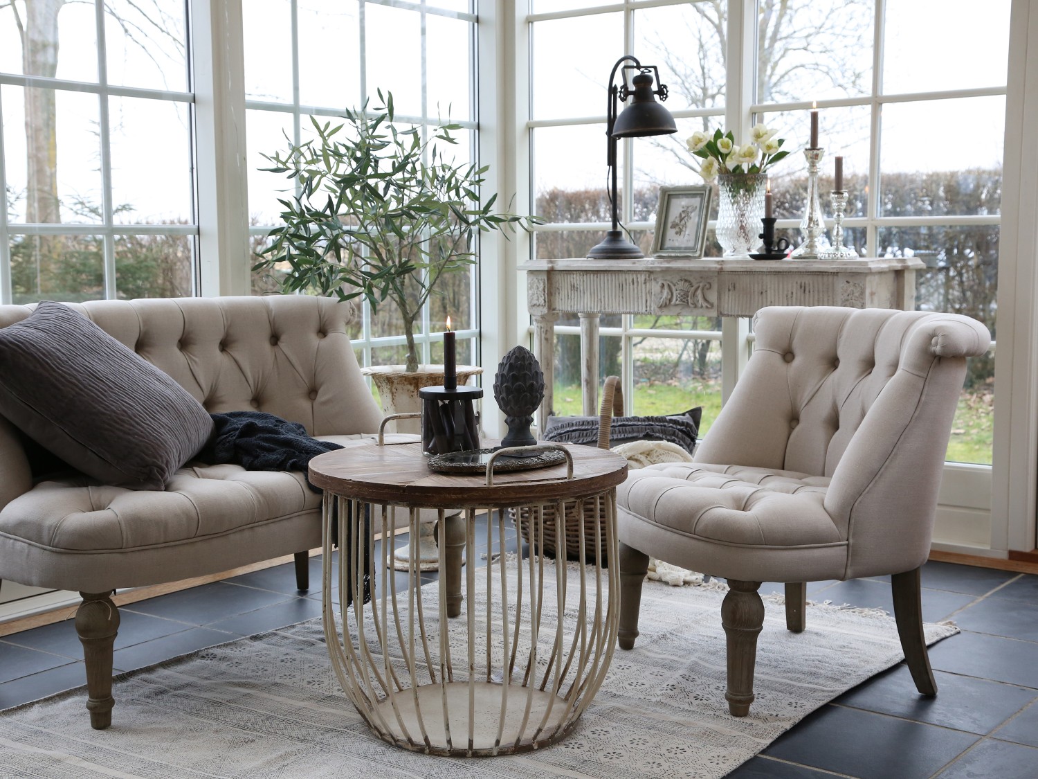 ARMCHAIR LINEN FABRIC FRENCH COUNTRY STYLE - 6
