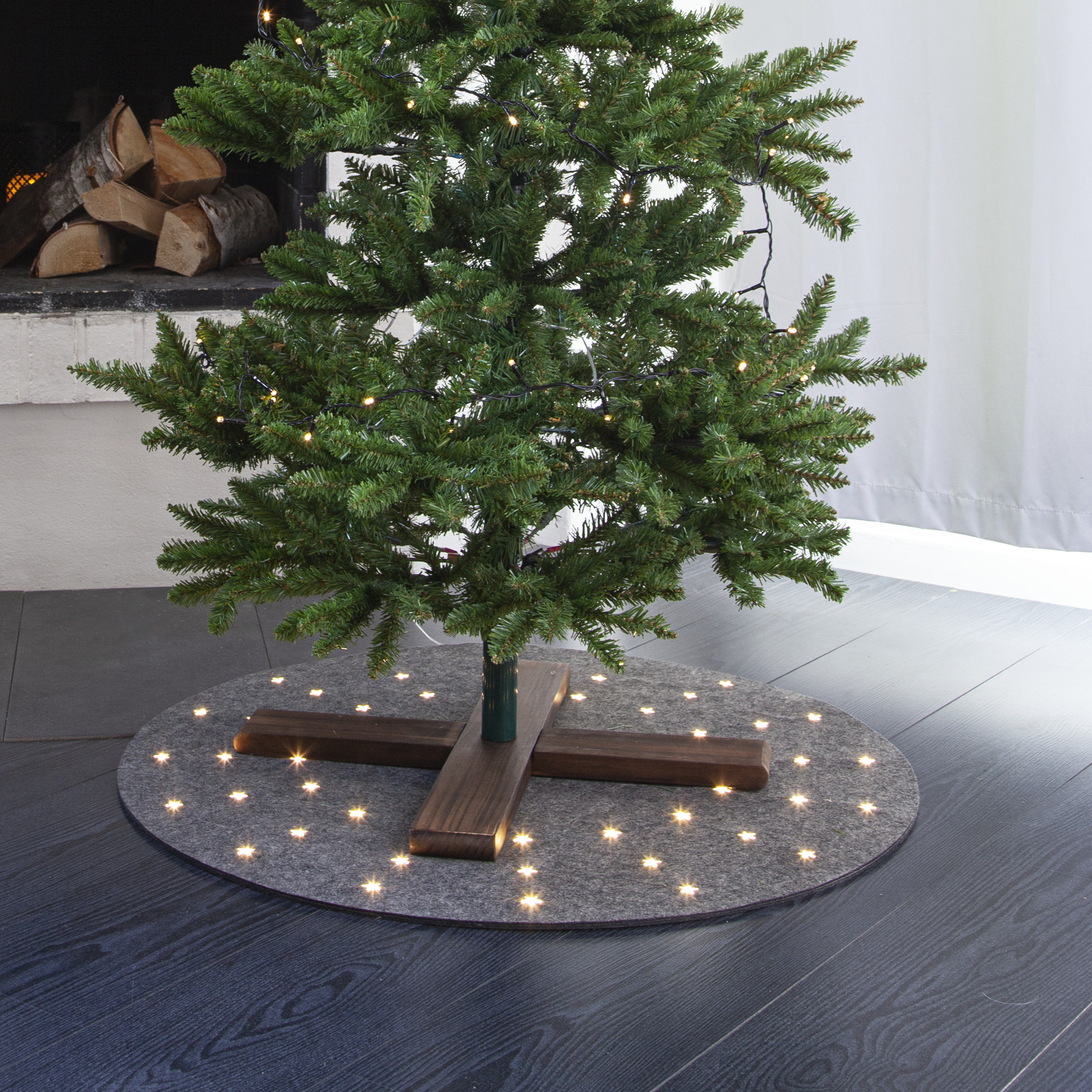 Julgransmatta Grå med belysning