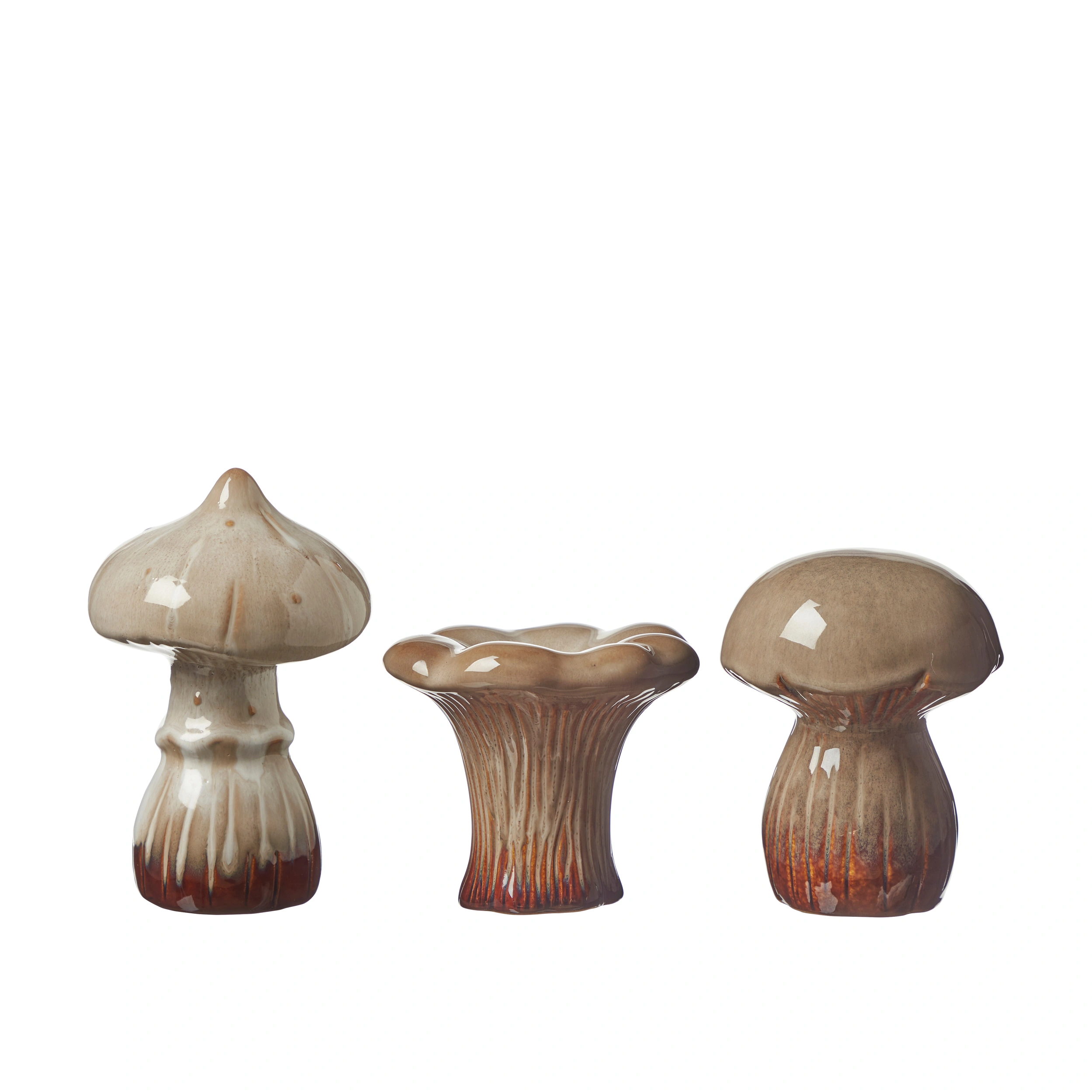 Svamp - Beigemelerad - Porslin - 3-pack - 2