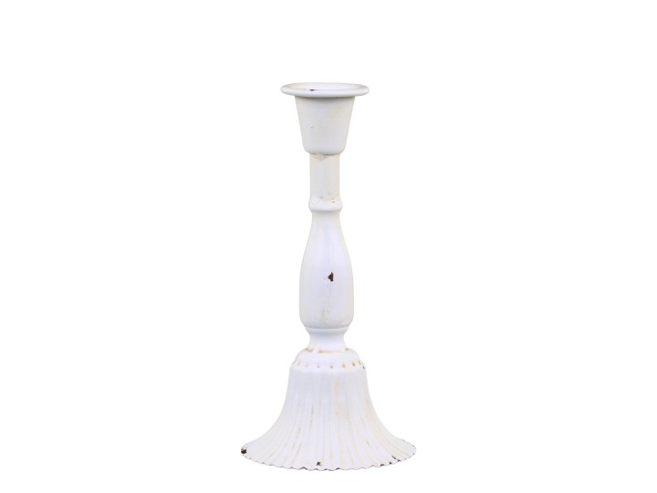 Candlestick - Cream white - Metal - 20.5 cm - 6