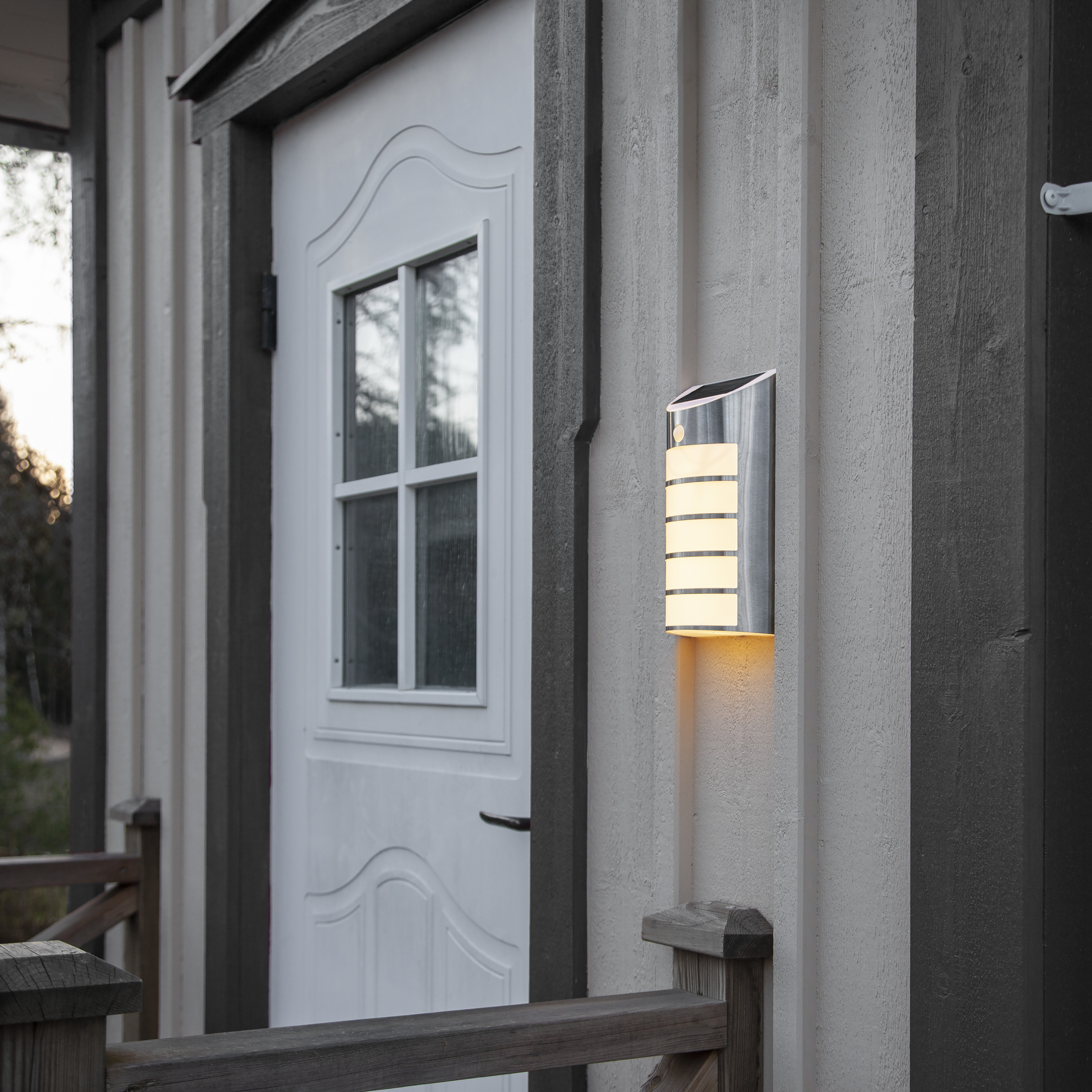 Solar-powered wall lantern - Silver - Wall