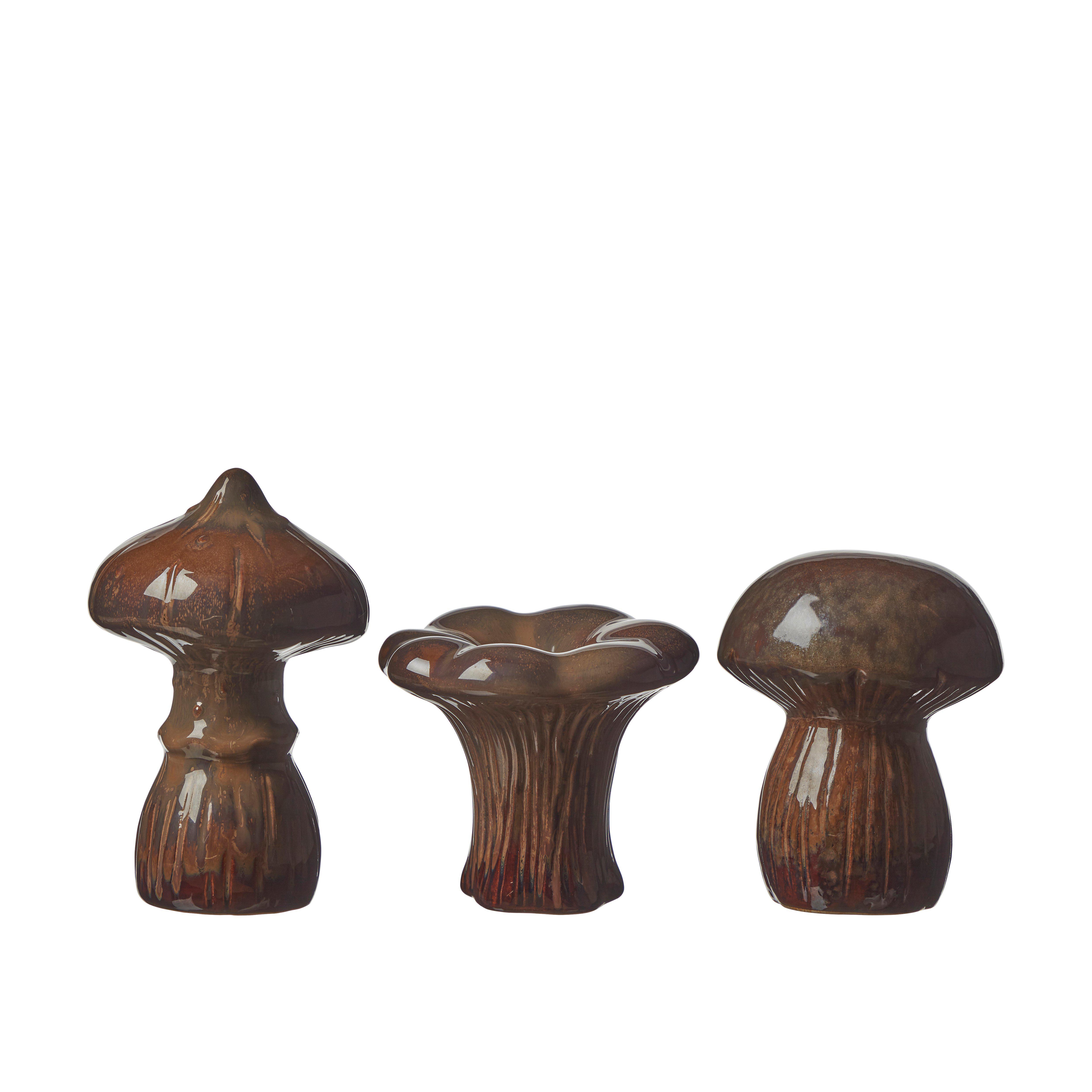 Mushroom - Brown mottled - Porcelain - 3-pack - 3