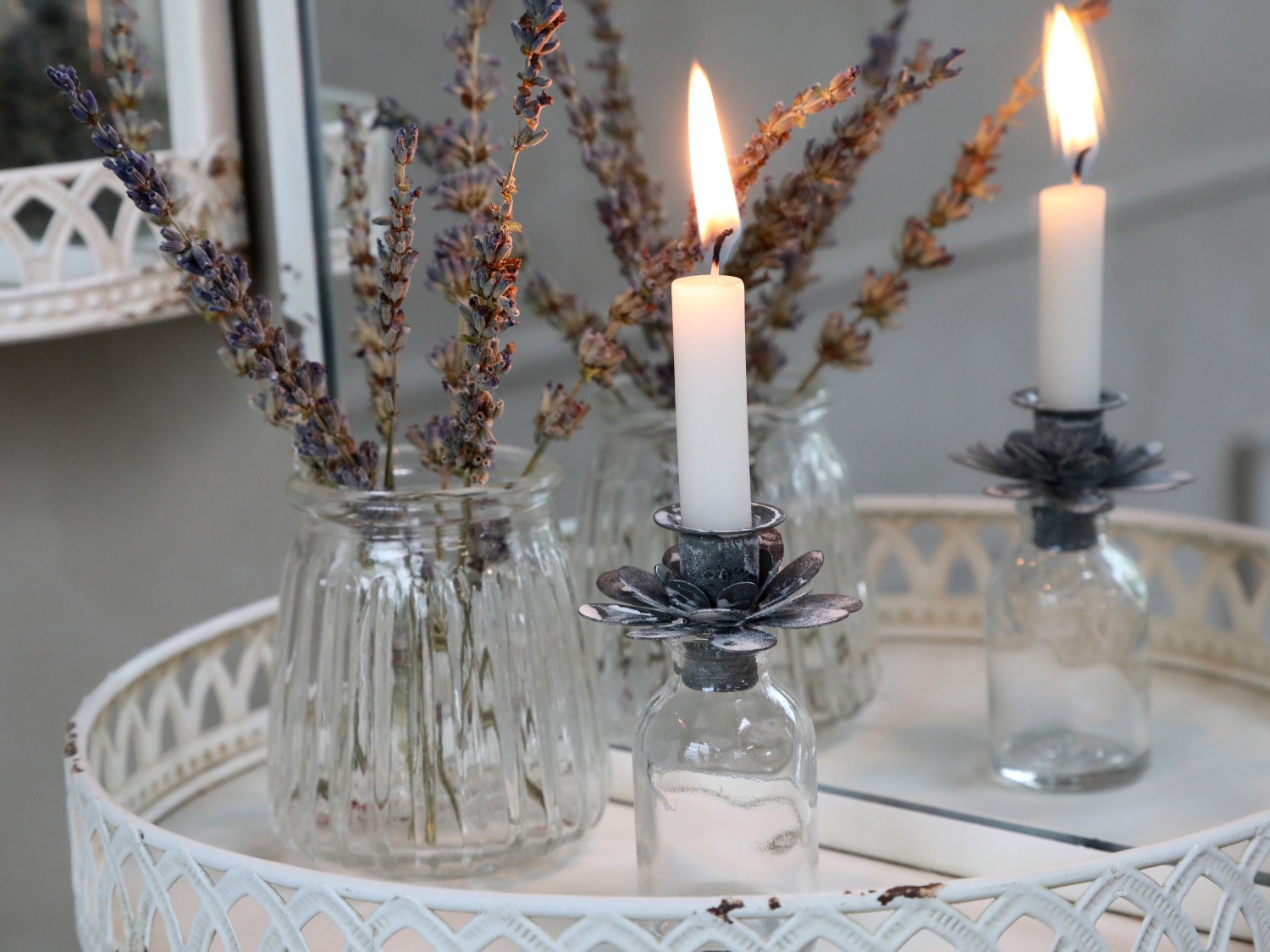 Glass bottle with candle holder for crown candles - Small - 2