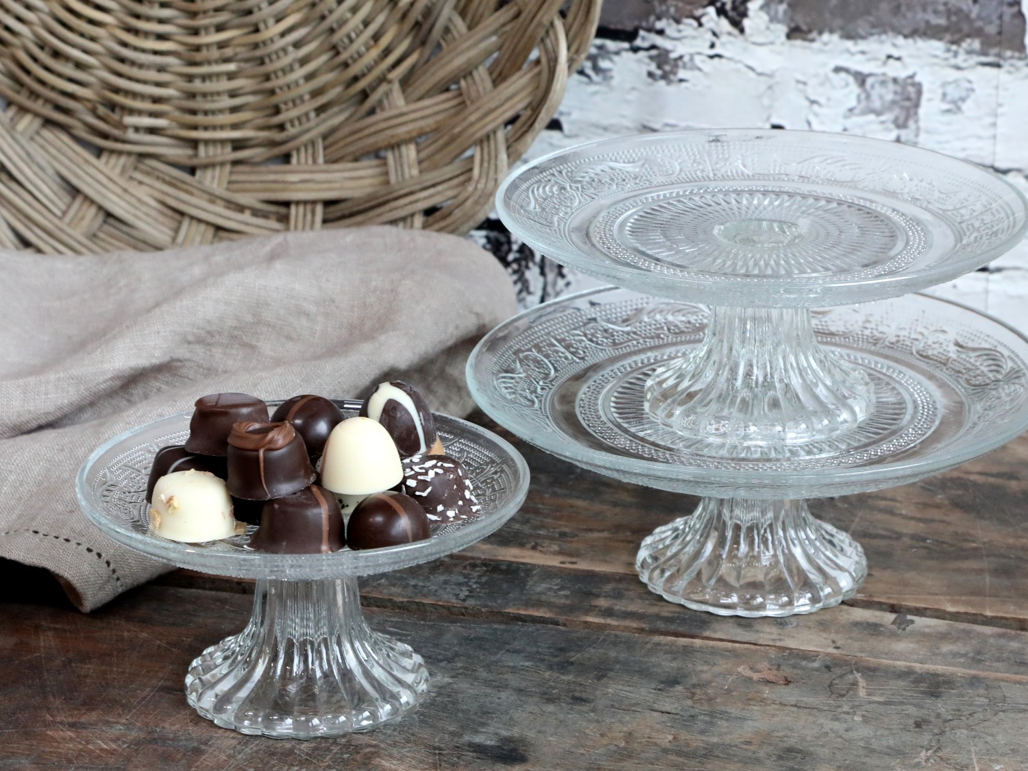 Patterned glass dish – Cake dish – H7.5/Ø15 cm - 3