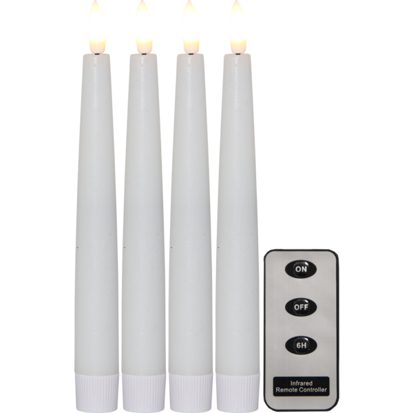 LED Antikljus - Batteriljus + fjärrkontroll - 4-pack - 20 cm - 3