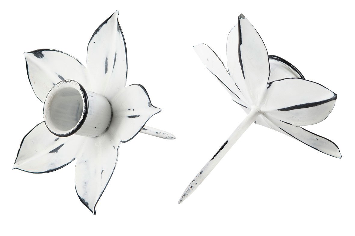 Ljushållare med spets - Kronljus - Flora - Vit - 2