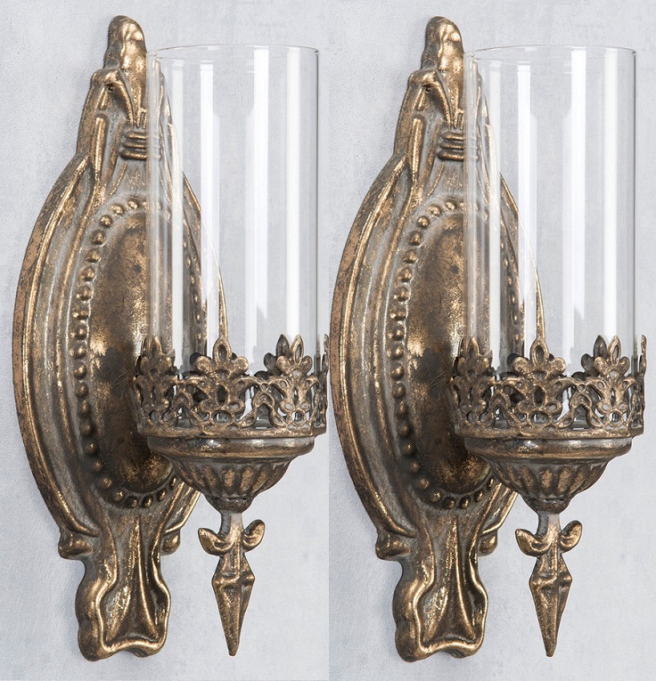 CANDLE SCANDLES/WALL LIGHTS GOLD 2-PACK - 6