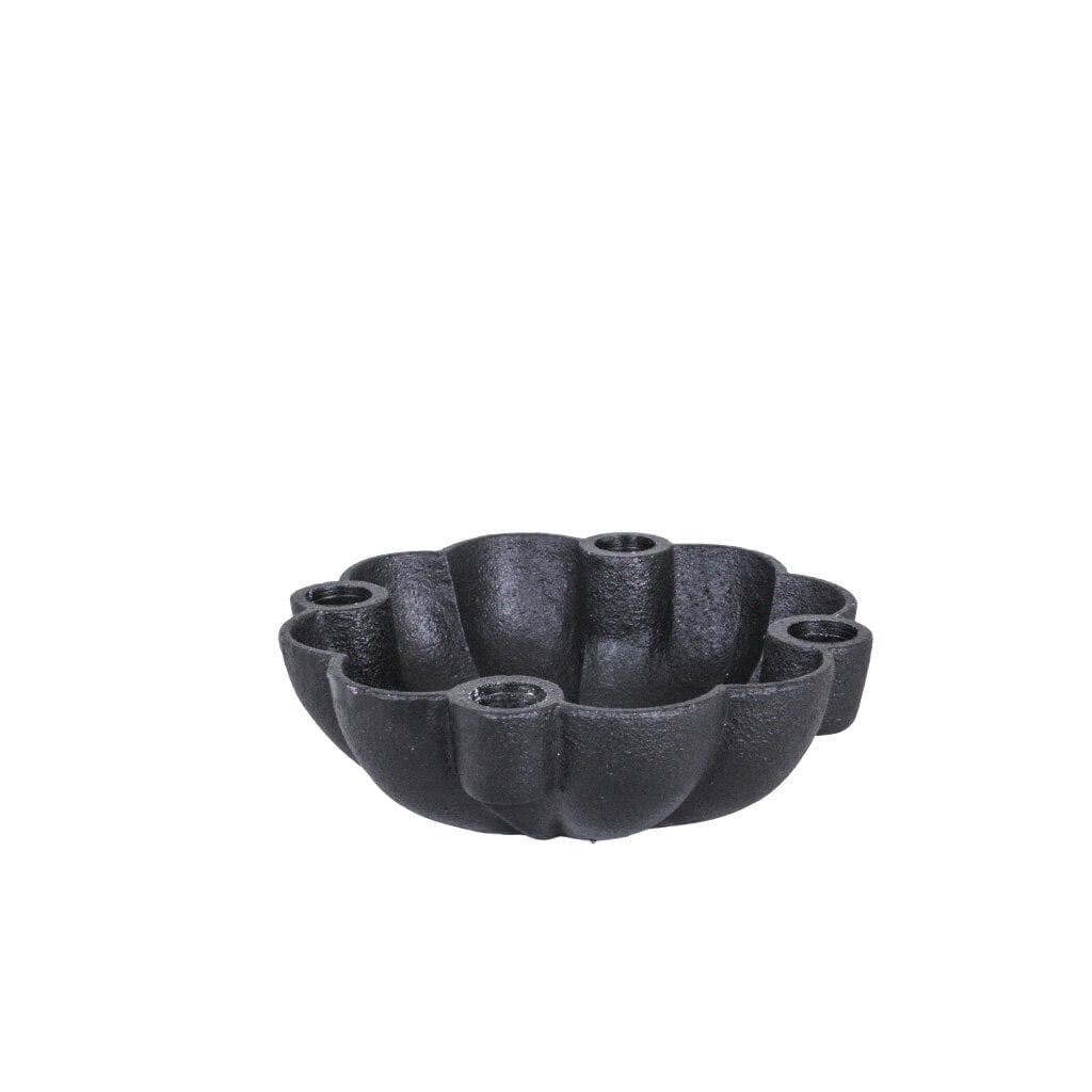 Candlestick - Advent candlestick - Candle bowl - Cast iron - Black - Medium - 3