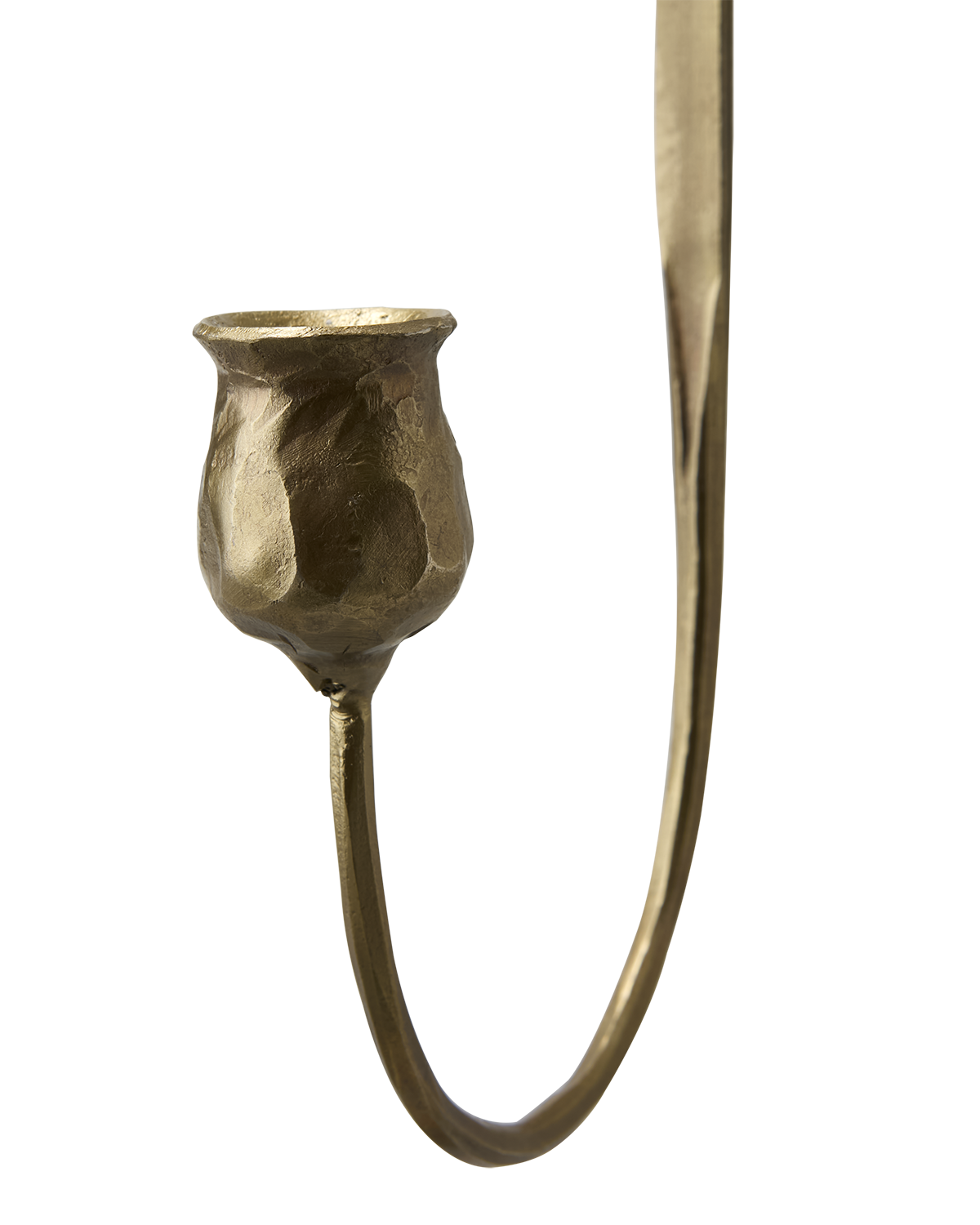 Väggljusstake med rosett - Lampett -Ljusstake - Antik mässing - 46 cm - 4
