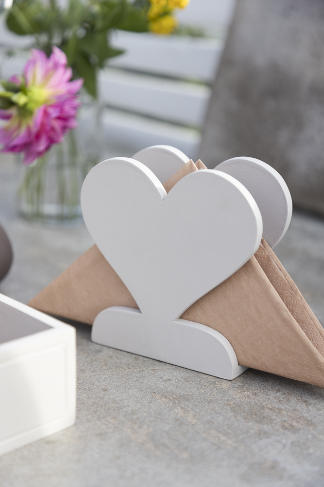 Napkin holder/Napkin stand - Heart - Antique white/Sand