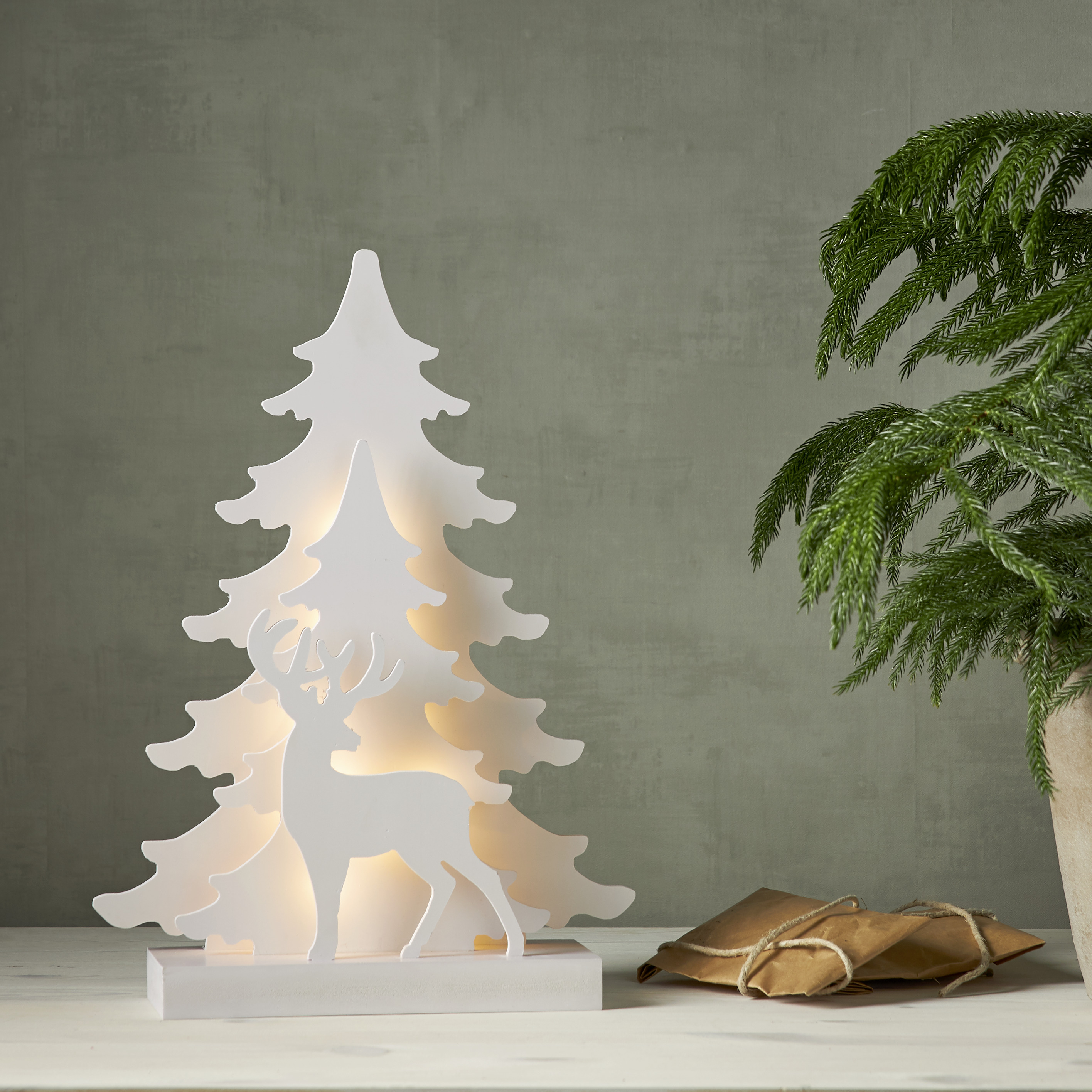 Gran med ledbelysning - 41x29 cm - 3