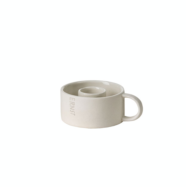 ERNST CANDLE HOLDER/CANDLESTICK/CANDLE CUP WITH HANDLE - WHITE - 2
