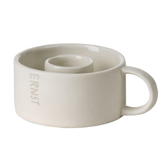 ERNST CANDLE HOLDER/CANDLESTICK/CANDLE CUP WITH HANDLE - WHITE - 3