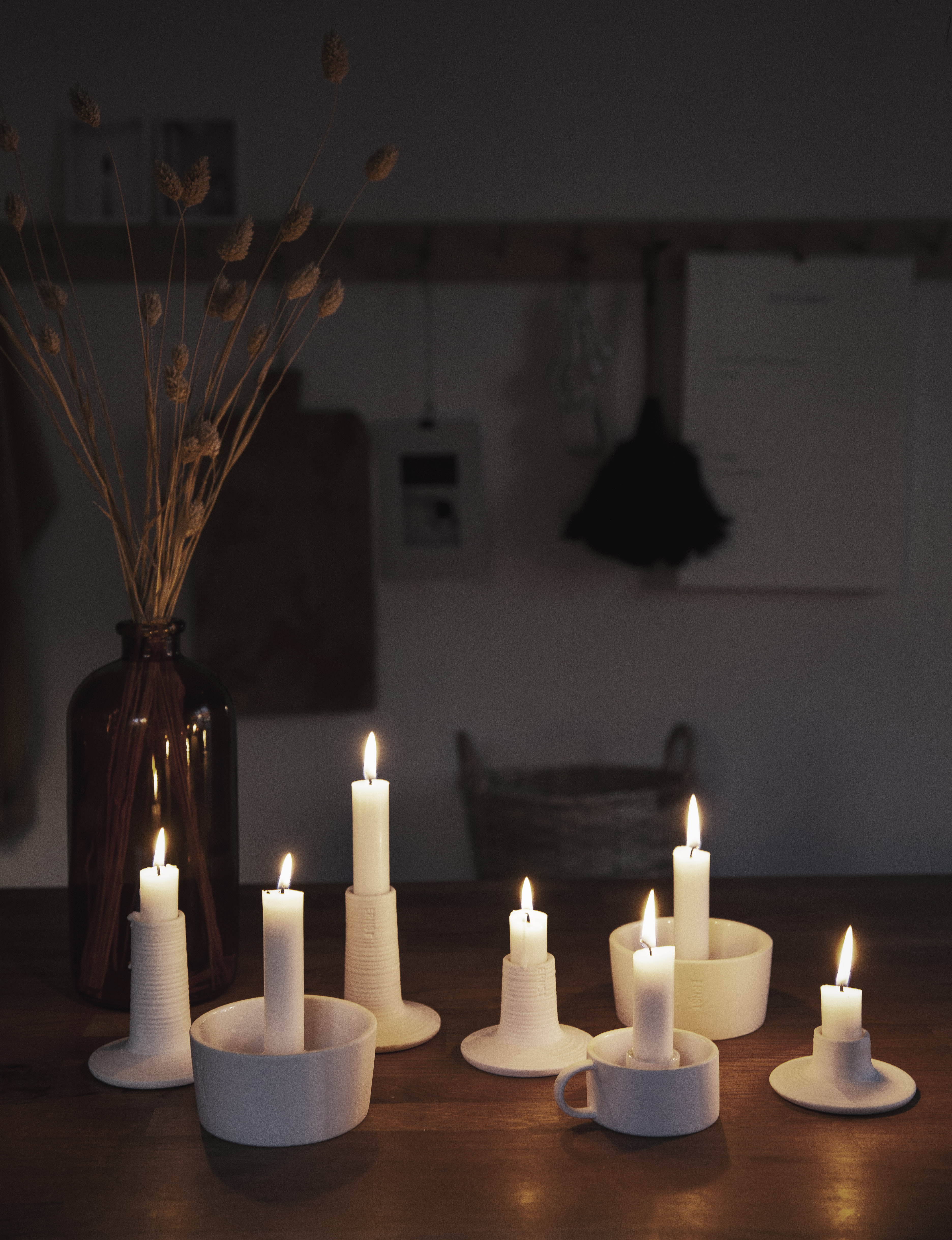 ERNST CANDLE HOLDER/CANDLESTICK/CANDLE CUP WITH HANDLE - WHITE - 4