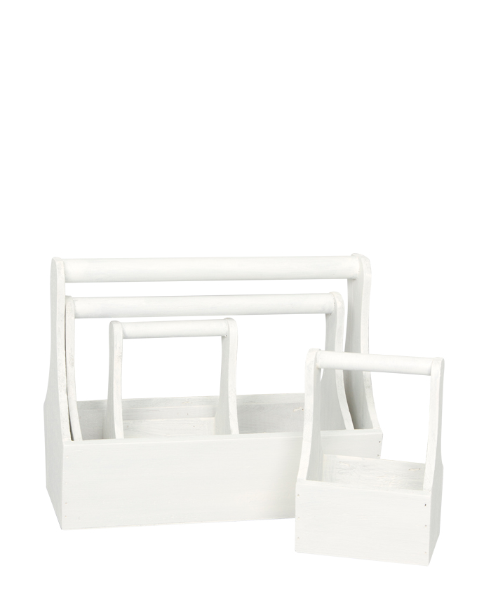 Wooden boxes with handles - Antique white - 4-pack - 2