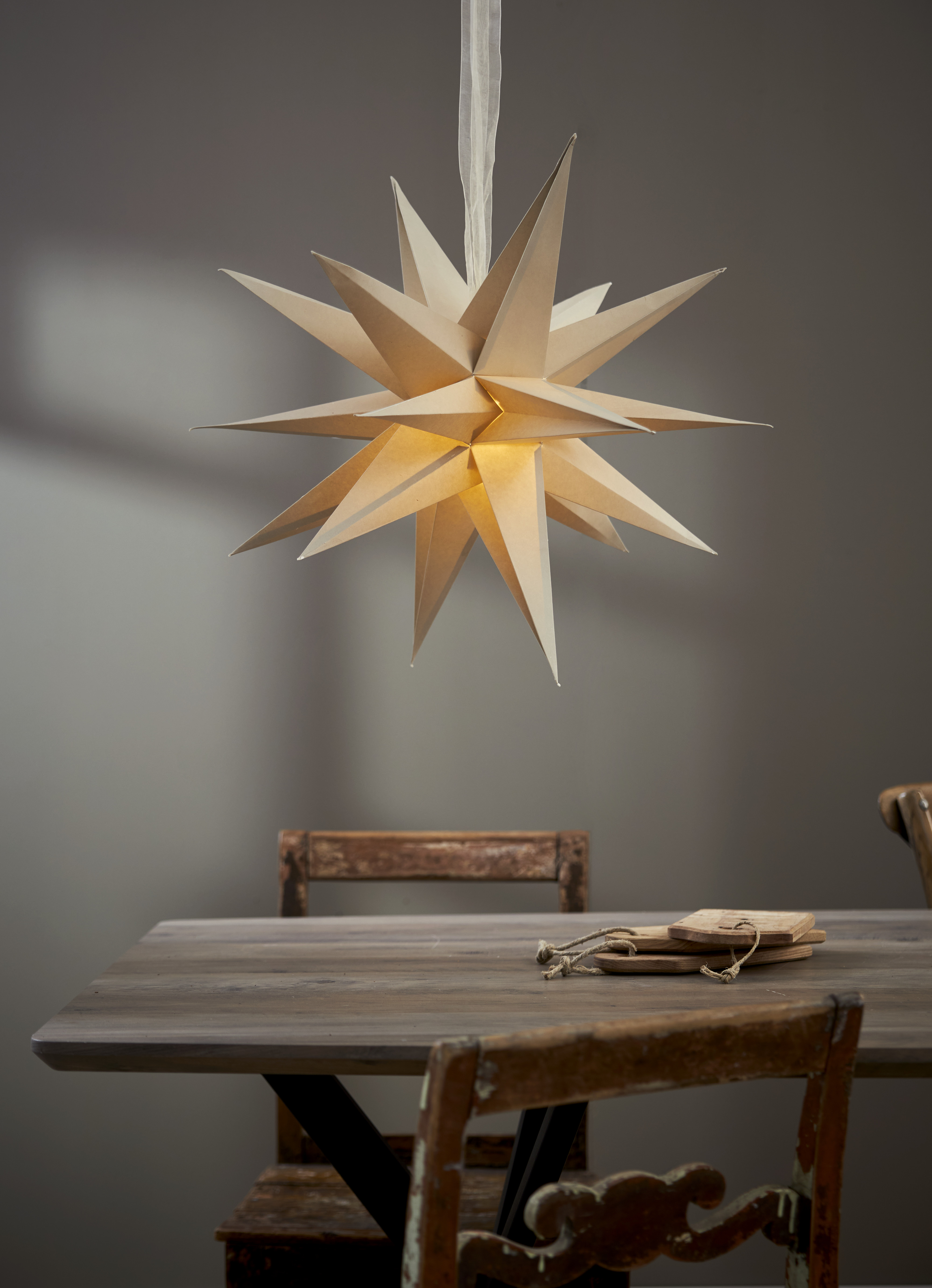Paper star - Advent star - 18 points - Beige