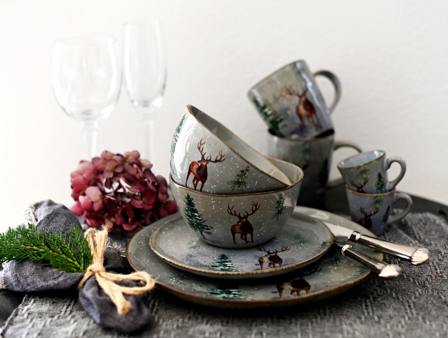 Bowl - Winter/Deer - Stoneware - 1 pc - Ø15 cm