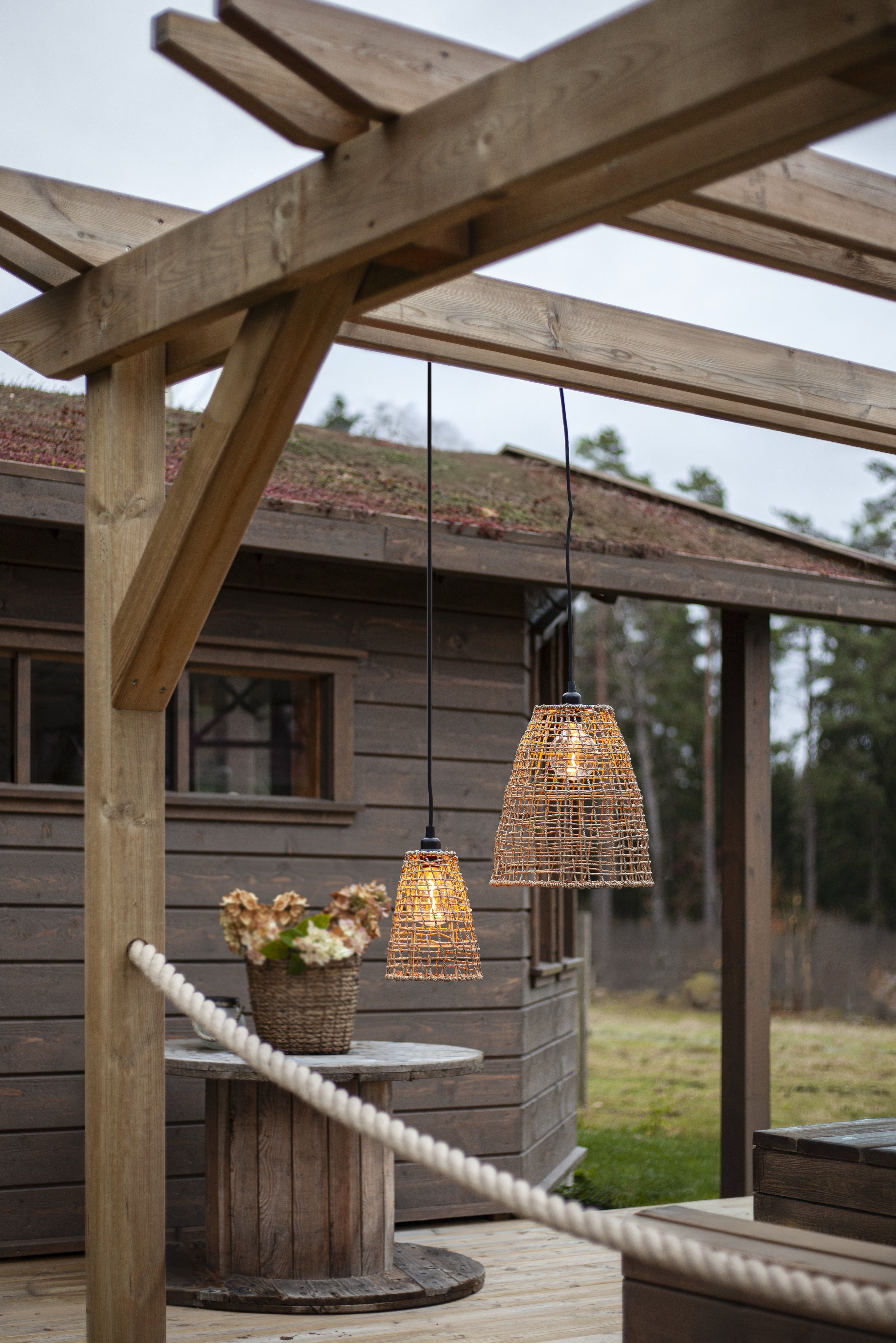 Lampshade + Cord - Dried Seaweed - 23x17 cm - 4