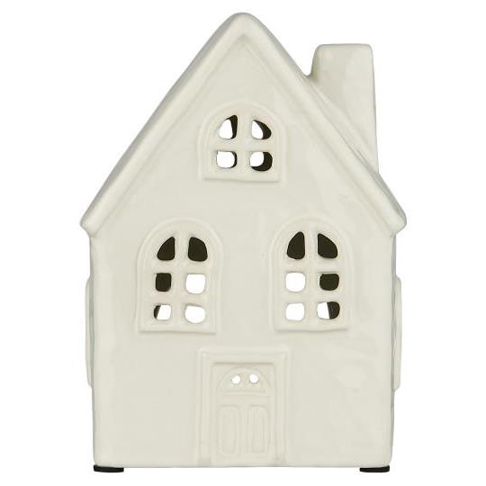 Huslykta - Lykta hus - Vit - Keramik - 15x10,5 cm - 3