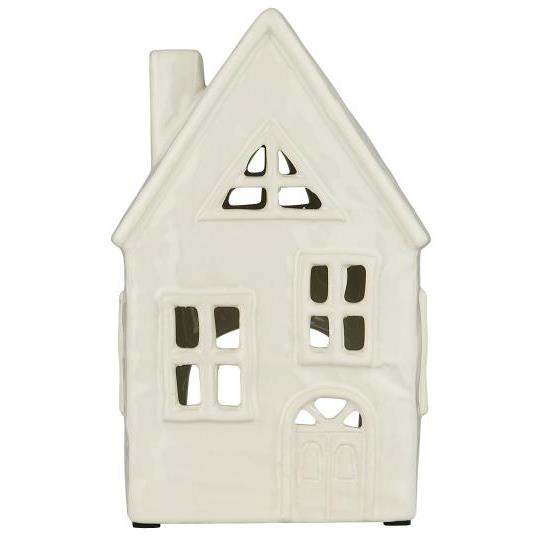 House lantern - Lantern house - White - Ceramic - 19x11.5 cm - 3