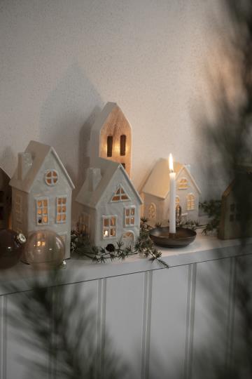 House lantern - Lantern house - White - Ceramic - 19x11.5 cm - 5