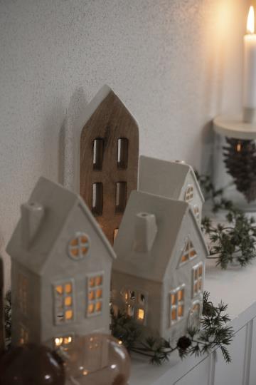 House lantern - Lantern house - White - Ceramic - 19x11.5 cm - 10
