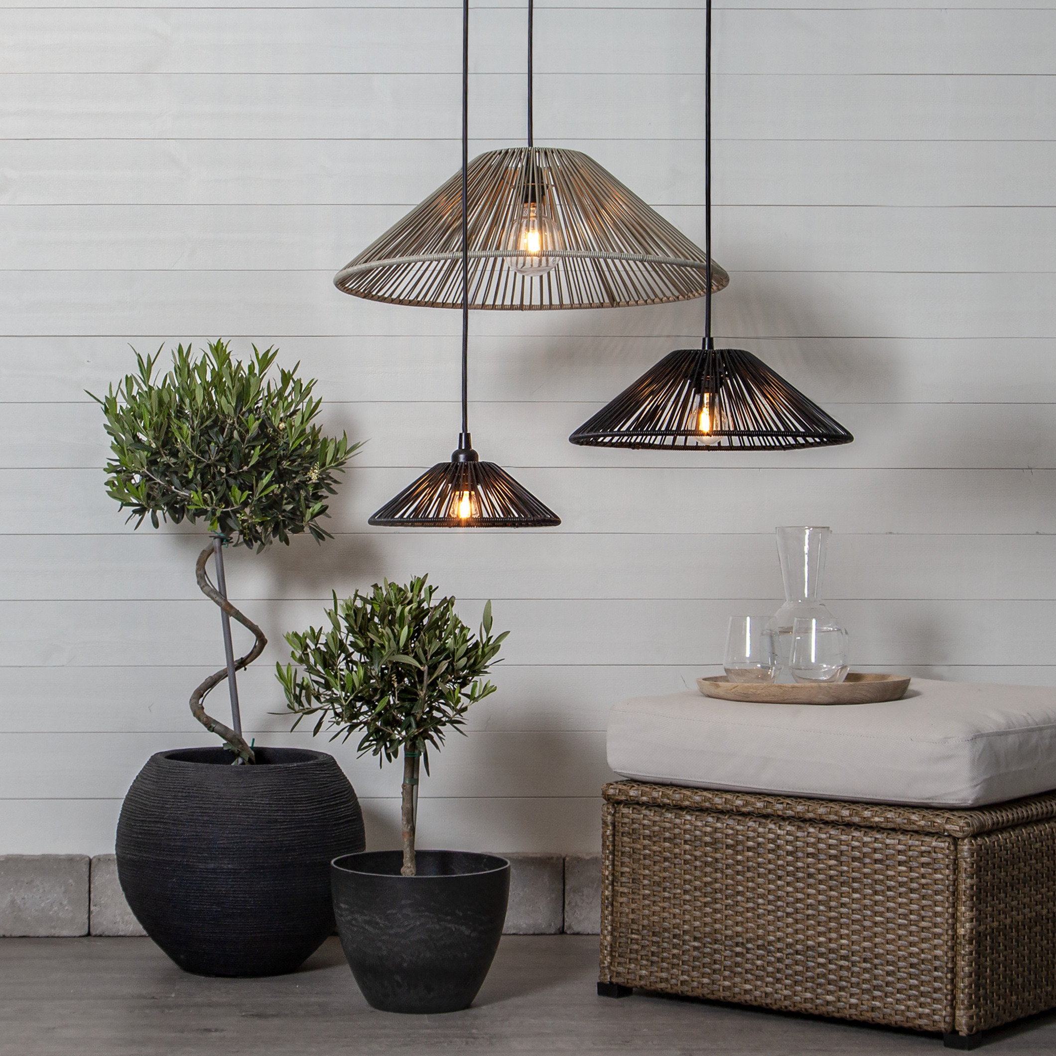 Lampskärm - Konstrotting - 25x25x8 cm - Svart - 3