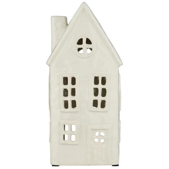 Huslykta - Lykta hus - Vit - Keramik - 22,5x10,5 cm - 3