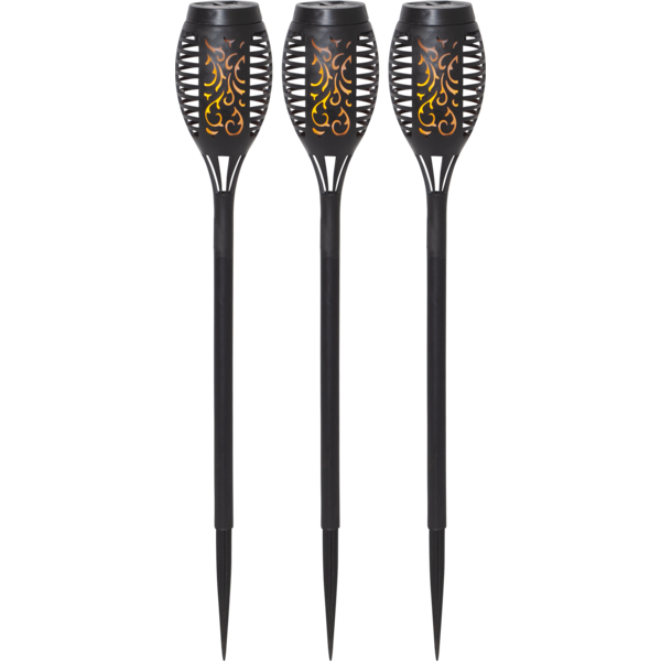 Solar bollard lights 3-pack with dancing flame - Solar lighting - 3